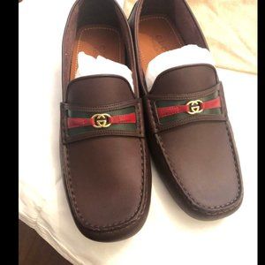 Gucci brown driving loafers and navy driving shoes with web US 81/2 price nwt